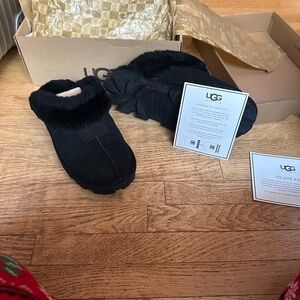 UGG Black Shearling Slip-Ons